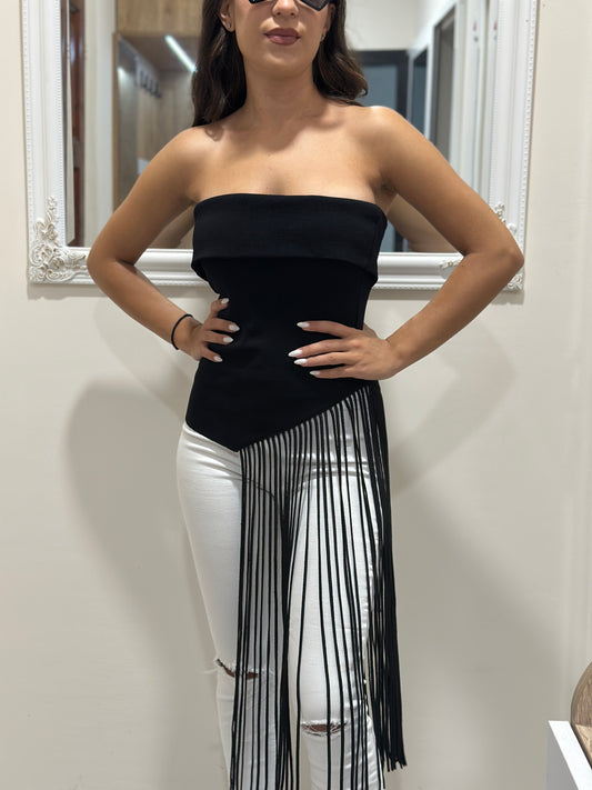 Дамско рипсено бюстие с ресни